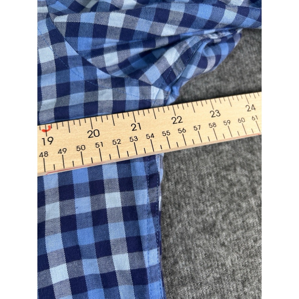 Peter Millar Shirt Medium Blue Plaid Long Sleeve Button Up Cotton‎ - Picture 5 of 7